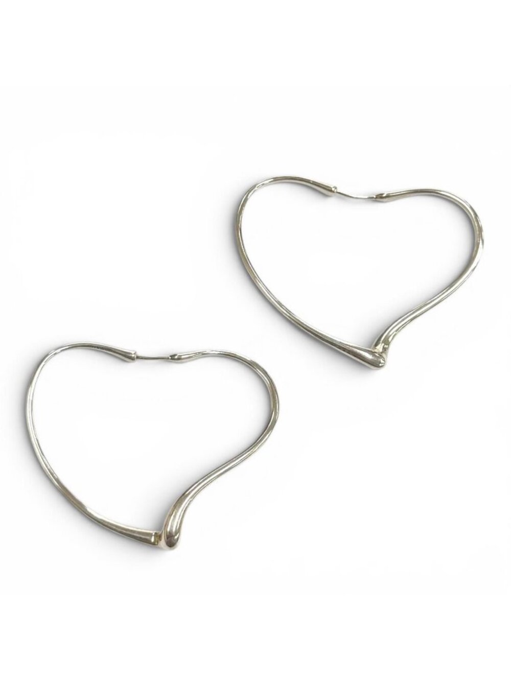 Tiffany & Co Elsa Peretti Open Heart Hoop Earrings Medium Silver
